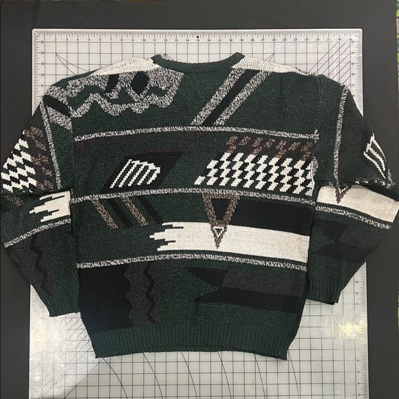 90s Crewneck Sweater - Green, Black, White - Vintage - Picture 3 of 3